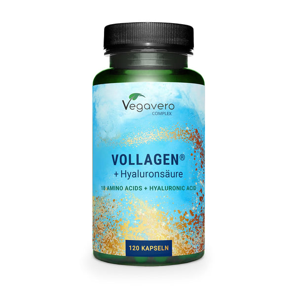 Vegānu kolagēna kapsulas ar augstu devu | Unikāls: firmas izejviela Vollagen® | Vegāns ar hialuronskābi | Laboratorijā pārbaudīts | Vegāns - bez piedevām | Vegavero® ražots Vācijā