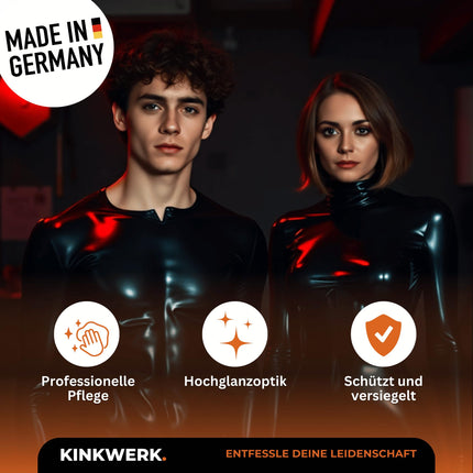 KINKWERK īpaši spīdīgs līdzeklis 250ml | Spīdīgs aerosols. Augstas spīduma lateksa kopšanas un pārsēju līdzeklis | Eļļa lateksam | Bez smaržas gumijas kopšana ar tīru silikona eļļu | Lateksa un gumijas kopšana intensīvam spīduma efektam