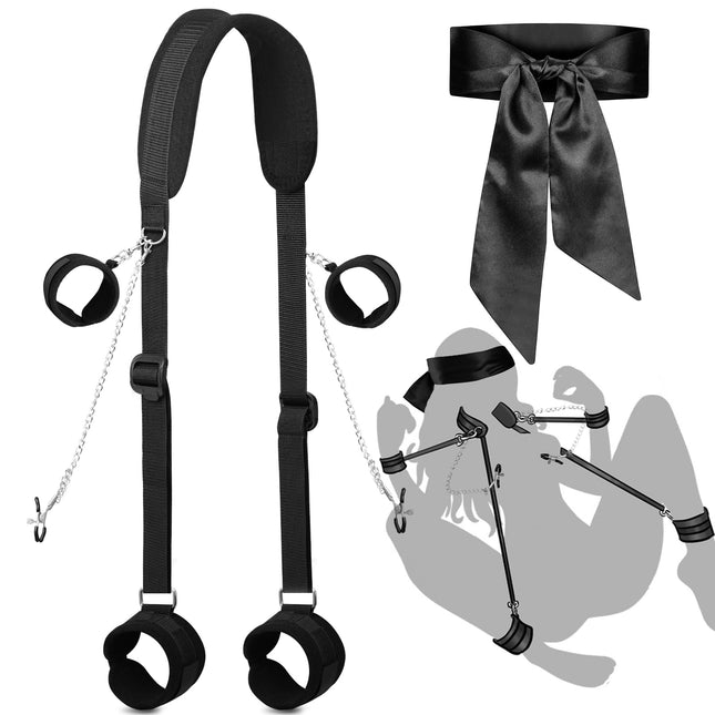 BDSM seksa verdzības komplekti Verdzības komplekts ar rokudzelžiem Potīšu aproces Regulējamas augšstilbu saites Virves un knebelēšanas mute Knebelēšanas skavas Klitora klipsis Seksa rotaļlietas pāriem Seksa rotaļlietas