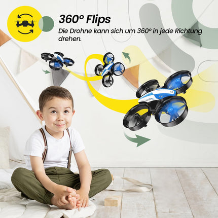 Holy Stone HS210 mini drons bērniem, RC kvadrokoptera nano drons ar 3 baterijām, 21 min. Ilgs lidojuma laiks, automātiska augstuma noturēšana, 360° rotācija, bezgalvas režīms, iedarbināšana ar vienu taustiņu, dāvana iesācējiem telpās, zila, C0