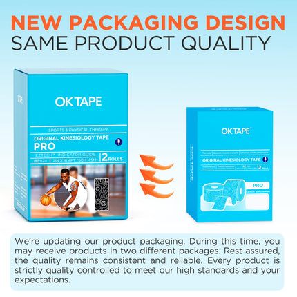 OK TAPE Pro kinezioloģiskais lente (5 cm x 5 m) Ūdensizturīga, ādai draudzīga, elastīga kinezioloģiskais lente ceļa, elkoņa un pleca sāpēm (2 ruļļi, melna + melnbalta)