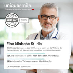 Uniquesmile zobu balināšanas strēmeles — testa uzvarētājs 2024. gadā — 100 dienu bezriska izmēģinājums — bez peroksīda — inovatīva formula ar dabīgām sastāvdaļām (izdevīgs iepakojums ar 40 strēmelītēm)
