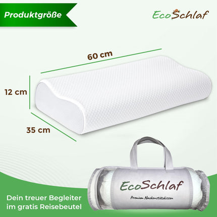 EcoSchlaf® ortopēdiskais spilvens 2025 Premium kakla atbalsta spilvens – sertificēts – spilvens gulēšanai uz sāniem Kakla spilvens, kas izgatavots no mīkstām atmiņas putām – ergonomisks spilvens – kakla sāpēm – regulējams augstums