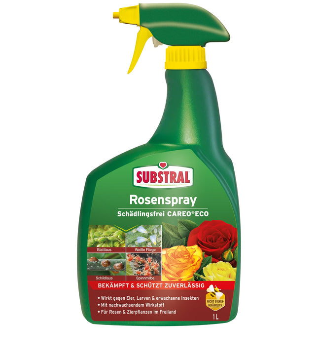 Substral rožu aerosols bez kaitēkļiem Careo ECO pret zvīņkājiem, baltmušiņām, laputīm, zirnekļu ērcītēm, 1 l, 1 litrs