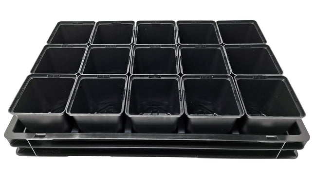 GREEN24 podu komplekts KGT-15 Gardener PRO ar vannu, apūdeņošanas kapilāru paklāju, režģa plāksni, 15 podiem 11x11x12cm