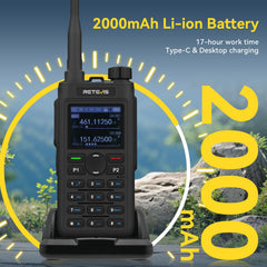 Retevis C62 rācija ar divu joslu savienojumu, liela darbības rādiusa radioamatieru divvirzienu radio, 2000 mAh uzlādējama rācija pieaugušajiem, pārgājieniem/medībām/kempingam (melna, 2 iepakojumā)