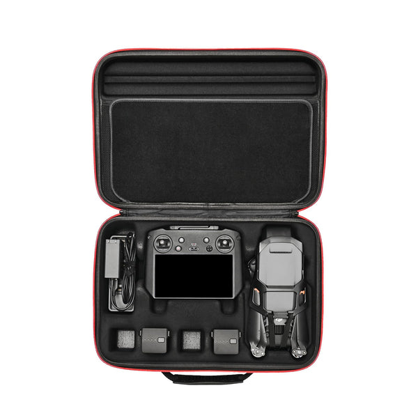 RLSOCO soma DJI Mavic 3 Pro dronam. Der: Mavic drona korpuss, RC/RC Pro kontrolieris, propelleri, baterijas, lādētājs un citi piederumi.