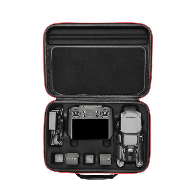 RLSOCO soma DJI Mavic 3 Pro dronam. Der: Mavic drona korpuss, RC/RC Pro kontrolieris, propelleri, baterijas, lādētājs un citi piederumi.