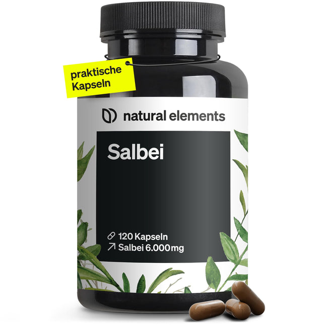Salvija – 120 kapsulas – 6000 mg salvijas dienā – salvijas ekstrakts 10:1 – vegāns, augsta deva, bez nevajadzīgām piedevām – ražots Vācijā un laboratorijā pārbaudīts