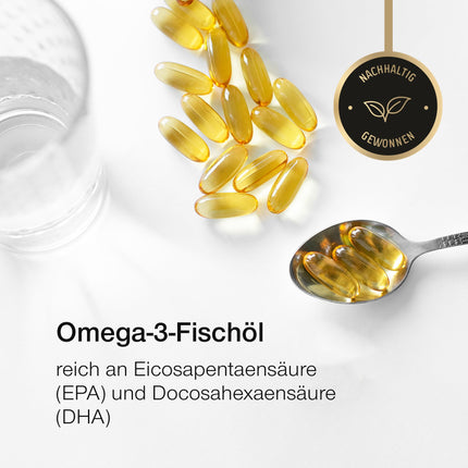 Omega 3 kapsulas, augsta deva 3000 mg - augstākās kvalitātes zivju eļļa 120 kapsulas - trīskārša darbība - augsts DHA un EPA saturs - tīra Omega 3 eļļa no ilgtspējīgas zvejas - laboratorijā pārbaudīta zivju eļļa bez piedevām