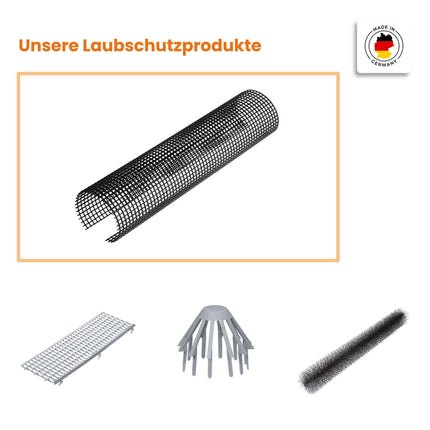 INEFA 10x lapu aizsargs notekcaurulēm, lapu aizsargs, PVC 100-125 mm, 2 m, melns lapu uztvērējs, notekcauruļu pārsegs, notekcauruļu piederumi, ražoti Vācijā