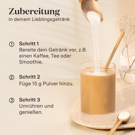 Glow25® Collagen Plus [450 g] - kolagēna hidrolizāts ar C vitamīnu, cinku un biotīnu - 1. un 3. tipa peptīdi - laba šķīdība - neitrāls
