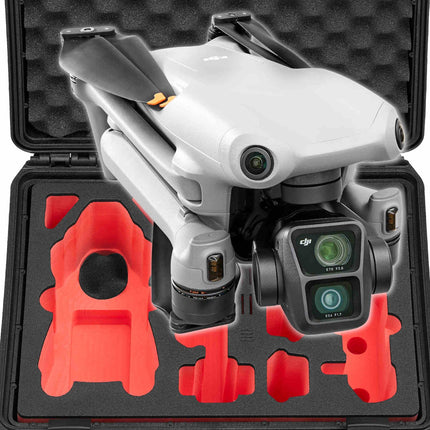 TomCase drona maciņš "Travel Edition" DJI Air 3S Fly More Combo, Standard vai DJI RC 2 kontrolierim, akumulatora uzlāde maciņā, ūdensizturīgs āra maciņš - ražots Vācijā (melns/sarkans-melns)