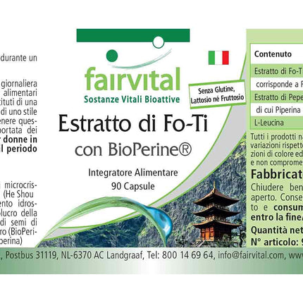 Fairvital | Fo-Ti ekstrakts ar BioPerine® - 90 kapsulas - AUGSTA DEVA - He Shou Wu - VEGĀNS