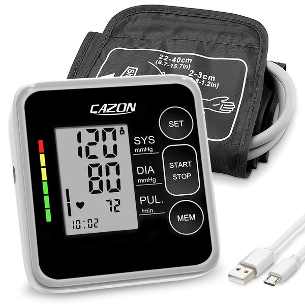 CAZON asinsspiediena monitori augšdelma digitālais pilnībā automātiskais asinsspiediena mērītājs pulsa mērīšana asinsspiediena mērīšana liels ar lielu aproci 2x120 divlietotāju melns
