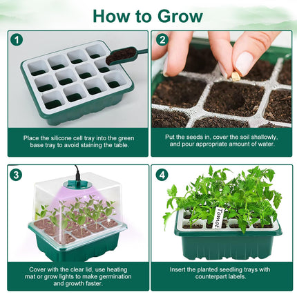 FORMIZON siltumnīcas pavairošanas paplāte, 5 iepakojumu mini siltumnīcas pavairošana ar augstākiem vākiem, 2 instrumenti, 10 etiķetes, iekštelpu siltumnīcas pavairošanas kaste ar laika regulatoru, regulējamu spilgtumu