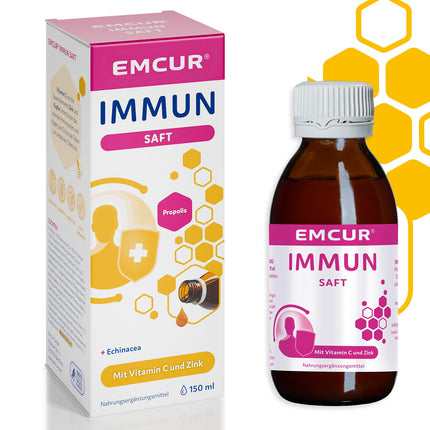 Emcur® imūnsistēmas sula | ar C vitamīnu¹ | Cinks¹ | Varš¹ | Imūnsistēma¹ | papildus propoliss un ehinācija | 150 ml