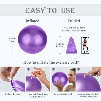 Pilates bumba, vingrošanas bumba maza, 22 cm Pilates bumba, vingrošanas bumbas bērniem, Overball fitnesa bumba jogas bumba fitbola birojs ergonomisks līdzsvara aprīkojums jogai vingrošanai sporta zāles vingrinājumi fitnesa terapijas piederumi