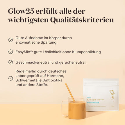 Glow25® jūras kolagēna pulveris [300 g] - zivju kolagēna hidrolizāts - 1. un 3. tipa peptīdi - laba šķīdība - neitrāls