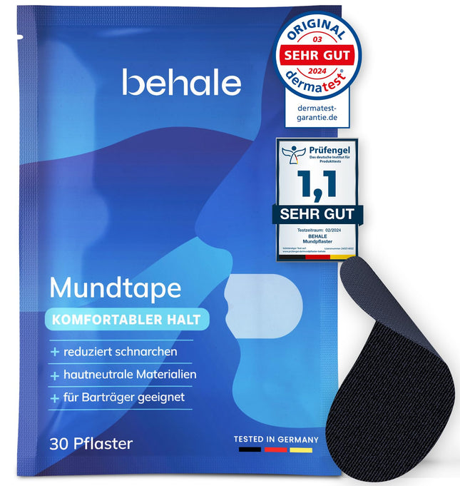 Behale - 30x mutes lentes pret krākšanu - Mutes lente gulēšanai I Atbalsts pret krākšanu I Krākšanas aizturis ar izturību bārdainiem vīriešiem I Mutes lente gulēšanai