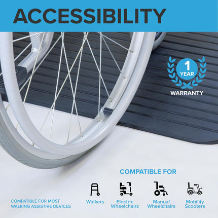 Ramp People gumijas sliekšņa rampa ratiņkrēsliem un skrejriteņiem 25 mm - 100 mm (100 mm augsta) piekļuves rampas apmales rampa sliekšņa rampa