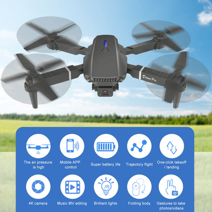 Drons ar HD 4K kameru, RC salokāms FPV WiFi tiešraides pārraides drons bērniem iesācējiem, 2 baterijas, ilgs lidojuma laiks, bezgalvas režīms, trajektorijas lidojums, šķēršļu apiešana, pacelšanās/nosēšanās ar vienu taustiņu, bezgalvas režīms-b3
