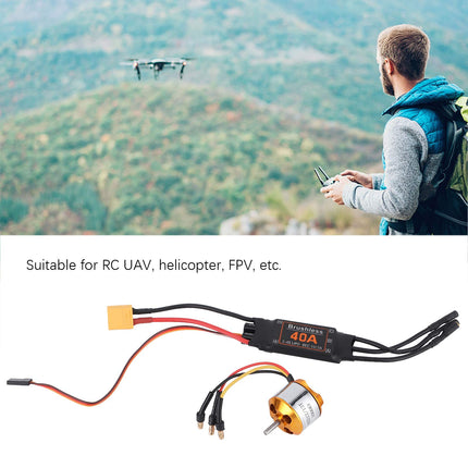 RC motora ESC bezkontaktu, 2212 1000KV motora 40A bezkontaktu ESC komplekts RC drona un helikoptera FPV modelim