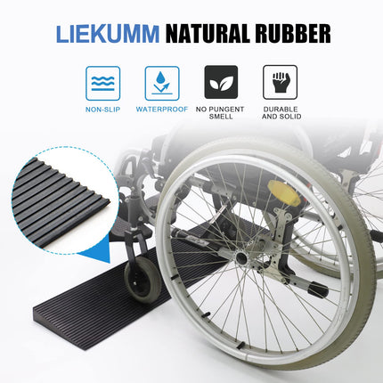 LIEKUMM gumijas sliekšņa rampa 1,5 cm augsta, 650 kg kravnesības ratiņkrēslu rampa, neslīdoša sliekšņa rampa durvju ailēm, apmalēm, pakāpieniem, motorolleriem, ratiņiem, motocikliem