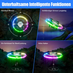 Mini drons bērniem ar LED gaismām, augstuma noturēšanu un bezgalvas režīmu, 360° apgriežams RC kvadrokopters, dāvanas, rotaļu helikoptera drons bērniem no 8 gadu vecuma un iesācējiem, zēniem un meitenēm