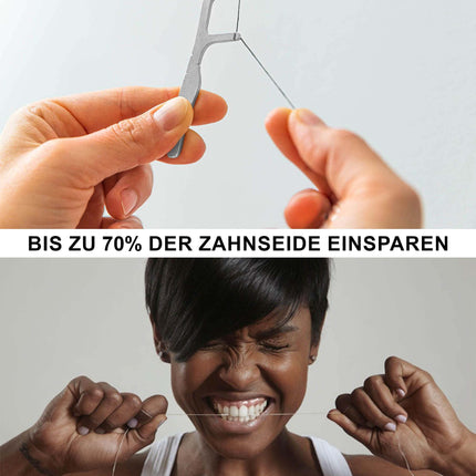 GEORDINARY nerūsējošā tērauda zobu diega turētājs - videi draudzīgs, plastmasas nesaturošs zobu diega turētājs - 100% nerūsējošā tērauda zobu diega stienītis, ilgtspējīgs un bez BPA