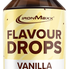 IronMaxx garšas pilieni - vaniļa 50ml | bez kalorijām un bez cukura | vegānu garšas pilieni ēdiena saldināšanai | praktisks pilinātāja vāciņš