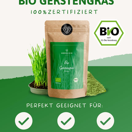 Bioloģisks miežu zāles pulveris 500g | smalki samalts miežu zāles pulveris| Sertificēta bioloģiskā kvalitāte | Lielisks papildinājums smūtijiem, sulām, zeltainajam pienam, mēness pienam un citiem produktiem. | Silta daba