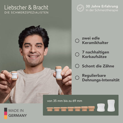 Liebscher &amp; Bracht oriģinālais žokļa glābējs: žokļa stiepšanas trenažieris zobu griešanai, galvas un žokļa sāpēm, košļāšanas muskuļu un žokļa līnijas korekcijai, ražots Vācijā, vingrinājumi lietotnē