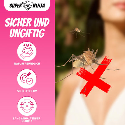 Super Ninja odu un ērču atbaidīšanas līdzeklis bez DEET 100 ml - efektīvs kukaiņu atbaidīšanas līdzeklis, drošs bērniem no 1 gada vecuma - aizsardzība pret odiem un ērcēm, odu atbaidīšanas pumpja aerosols