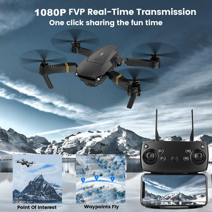 Drons ar kameru 1080P drons iesācējiem RC kvadrokopteru drons bērniem, FPV mini drons, augstuma noturēšana, pacelšanās/nosēšanās ar vienu taustiņu, 3D apgriešana. Dāvanas meitenēm/zēniem (Dark-011)