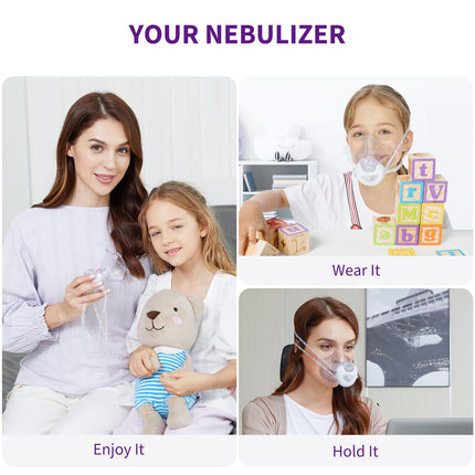 FEELLIFE inhalators, kluss inhalators pieaugušajiem un bērniem, 3 regulējami režīmi, īpaši viegls brīvroku inhalators, inhalators mājām un ceļojumiem, uzlādējams akumulators