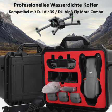 Profesionāls futrālis DJI Air 3S un DJI Air 3 Fly More Combo, ūdensnecaurlaidīgs koferis DJI Air 3S piederumiem, savietojams ar DJI RC-N3/RC 2 kontrolieri, propelleru, akumulatoru un drona piederumiem.