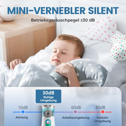 Inhalators, pārnēsājams inhalators pieaugušajiem un bērniem, 30 dB kluss inhalatora komplekts, 3 ātrumi, USB uzlādējams inhalators, 2 stundu ilgs darbības laiks