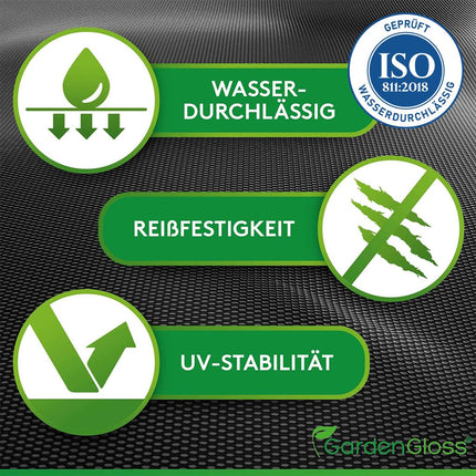 GardenGloss® 50 m² nezāļu apkarošanas audums – ūdenscaurlaidīgs nezāļu apkarošanas audums – plīstošs nezāļu apkarošanas audums 50 g/m² – augsta UV stabilitāte (50 m x 1 m, 1 rullis)