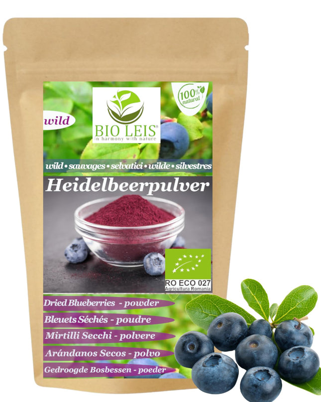 Meža melleņu pulveris 200 g I Bioloģisks I 100% dabīgs I 100% no meža mellenēm I Augļu pulveris bez cukura I Dabīgs