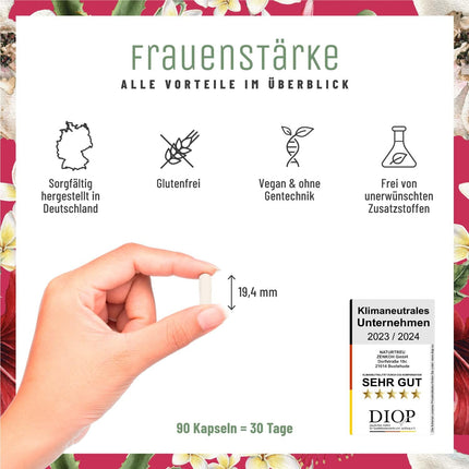 NATURTREU® Women's Strength Mio Inozitol &amp; Monk's Pepper High Dose - 90 sieviešu vitamīnu kapsulas ar L-karnitīnu, folskābi, B12 vitamīnu un dzelzi - Vitex Agnus Castus