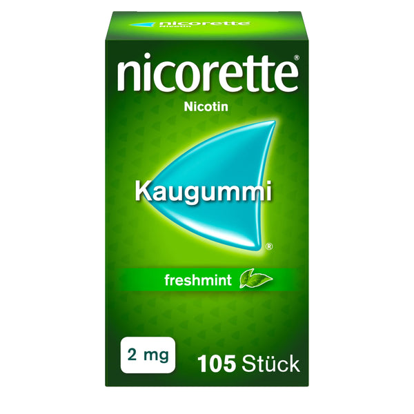 NICORETTE košļājamā gumija 2mg Freshmint – nikotīna košļājamā gumija smēķēšanas atmešanai – piparmētru garša – 2mg nikotīna – smēķēšanas atmešanai – 105 gab.