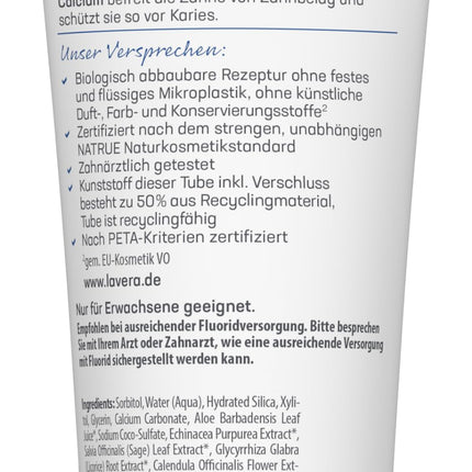 Lavera zobu pasta Complete Care bez fluorīda - 5 reizes lielāka aizsardzība - Organiskas augu sastāvdaļas - Organiska ehinācija un kalcijs - Vegāns - Dabīgā kosmētika - 75 ml