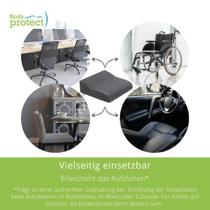 Bodyprotect stāvēšanas palīglīdzekļa pastiprinātājs 40 x 40 x 13 cm, neslīdošs, stingrs sēdekļa spilvens, Ökotex 100, mazgājams, pelēks, ražots ES, pelēks