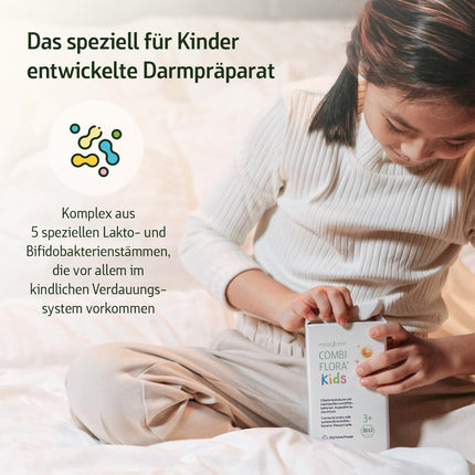 Combi Flora Kids Organic - 50 g - Ar Bifidobacterium un Lactobacillus bērniem - Pulveris ar mērkaroti - Ar 5 baktēriju celmiem bērniem no 3 gadu vecuma