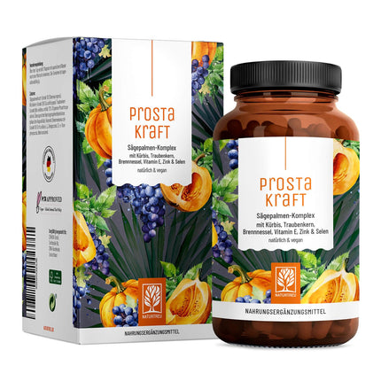 NATURTREU® Prostakraft - 120 vegāniskas kapsulas ar augstu zāģzobainās palmas ekstrakta devu (500 mg), nātru, ķirbju sēklu ar E vitamīnu, cinku, selēnu - 2 mēnešu krājums