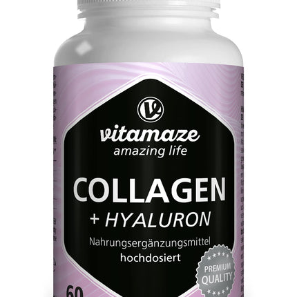 Augstas devas kolagēna kapsulas + hialuronskābe + hondroitīns + lizīns, 600 mg tīra kolagēna hidrolizāta dienā, 60 kapsulas 1 mēnesim, bioaktīvas un bez piedevām, ražotas Vācijā