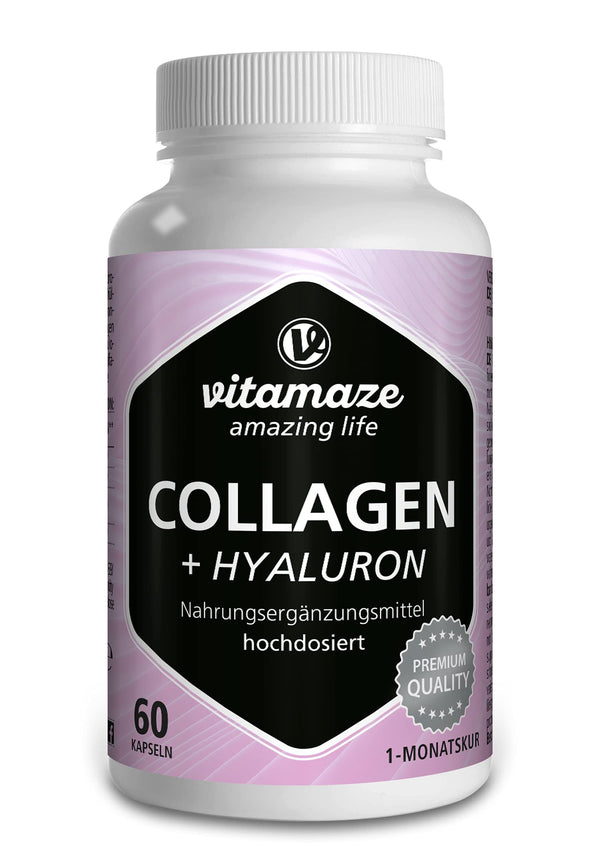 Augstas devas kolagēna kapsulas + hialuronskābe + hondroitīns + lizīns, 600 mg tīra kolagēna hidrolizāta dienā, 60 kapsulas 1 mēnesim, bioaktīvas un bez piedevām, ražotas Vācijā