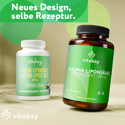 Vitabay R-alfa lipoīnskābe 300 mg - 120 kapsulas, augsta deva un vegāns - alfa lipoīnskābe ar augstu biopieejamību, laboratoriski pārbaudīta un ražota no augstas kvalitātes izejvielām