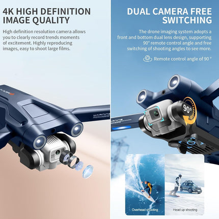 OBEST drons ar regulējamu 4K kameru, RC salokāms FPV WiFi tiešraides drons bērniem iesācējiem, 2 baterijas 28 minūtes, trajektorijas lidojums, 360° pagriezieni, pacelšanās/nosēšanās ar vienu taustiņu, bezgalvas režīms